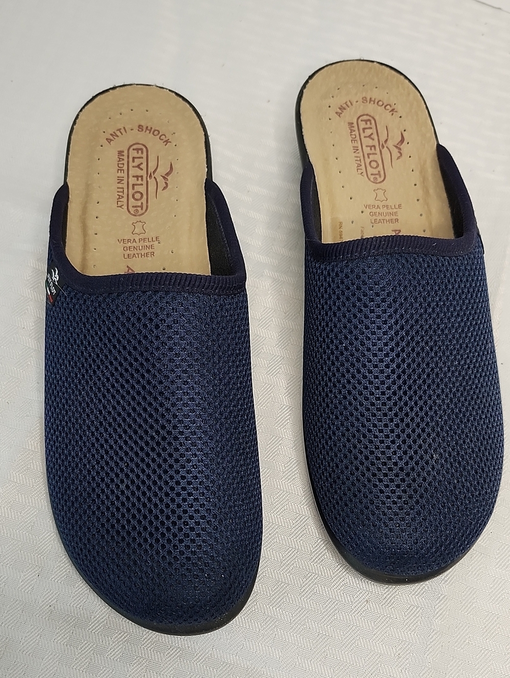 Fly Flot Navy Blue Mesh Upper Mules  Size 9